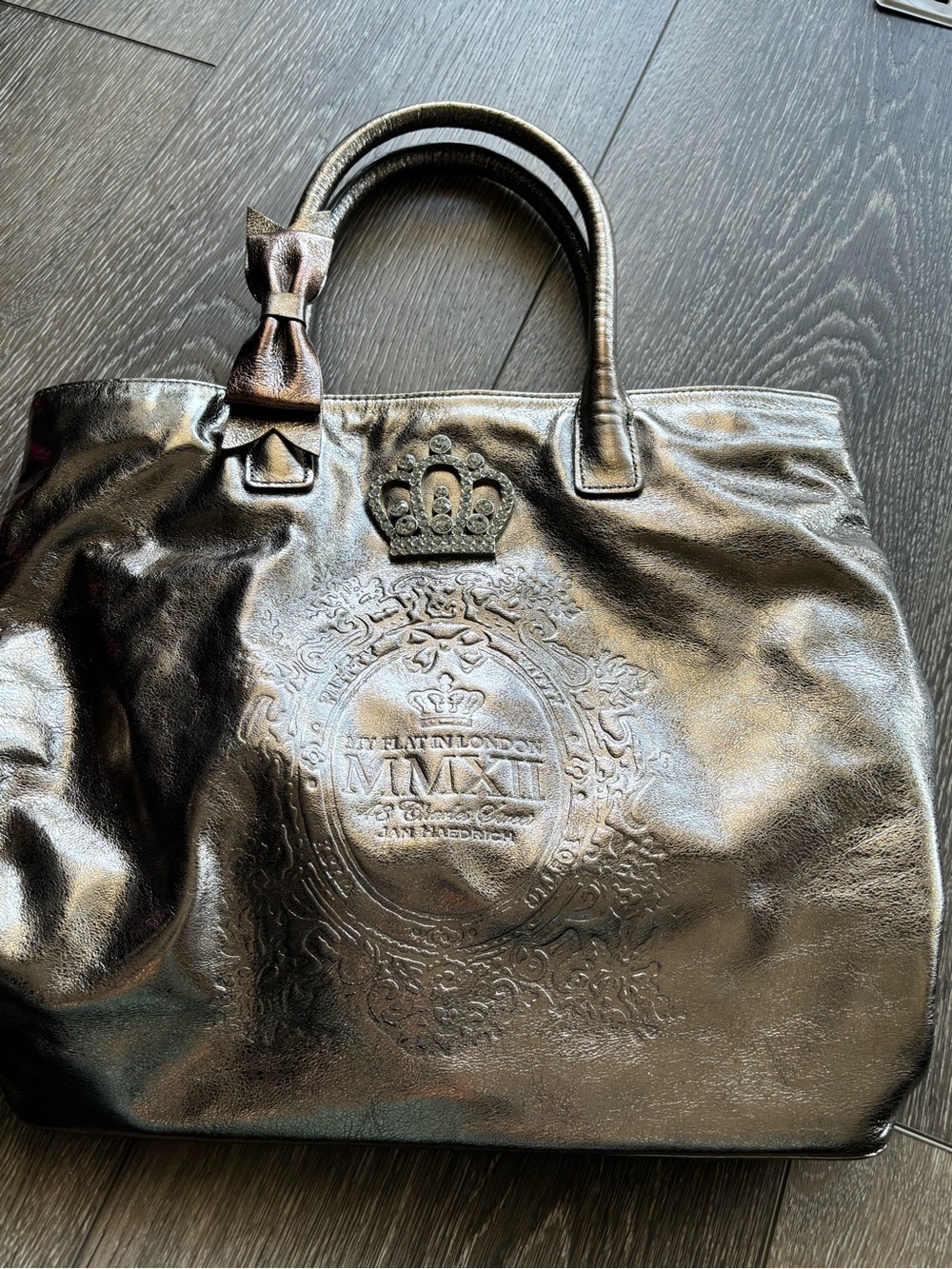 MMXII Embossed Crown Tote Bag - Black